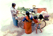 A photo of a produce cart in Bangalore.